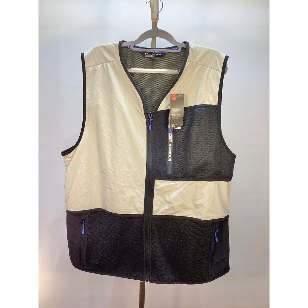 NWT Under Armour Summit Mens XXL Beige & Black Utility Vest With Mesh Panels - Picture 3 of 10